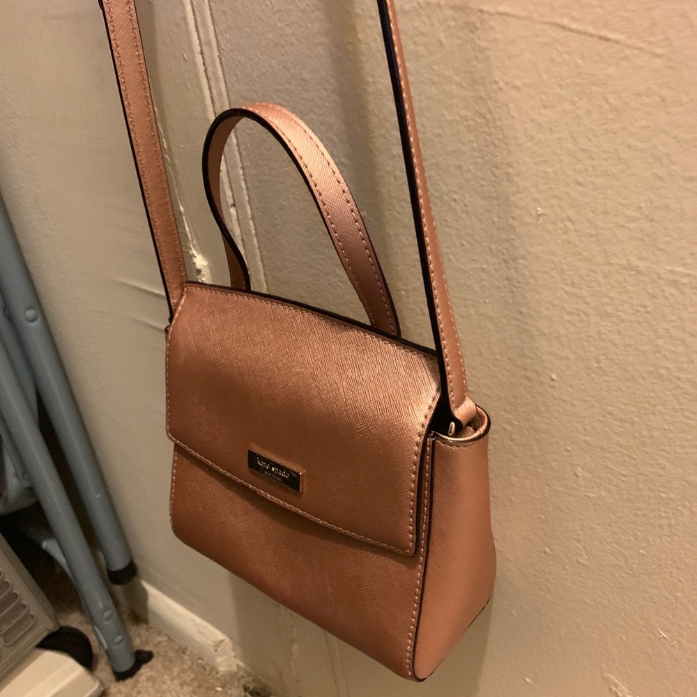 Rose gold crossbody convertible handbag Kate Spade